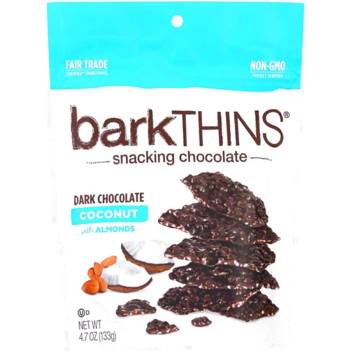 barkTHINS - Snacking Chocolates Dark Chocolate Toasted Coconut with Almonds - 4.7 oz (pack of 2)