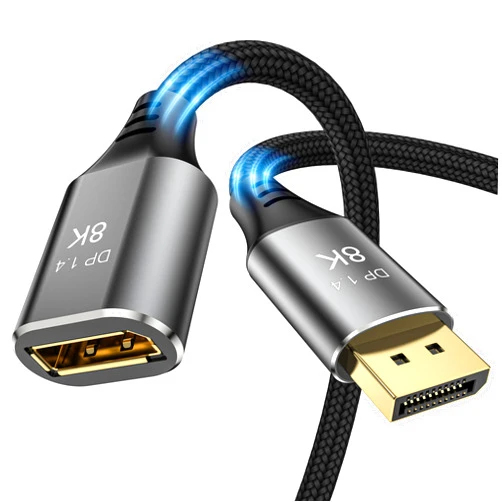DGHUMEN 8K DisplayPort Extension Cable 3Feet, DisplayPort 1.4 Male to Female Extension Cable, Braided DP to DP Extended Cord, Supports 8K@60Hz,4K@120Hz (Grey, 3 Ft)