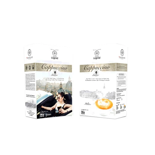 TRUNG NGUYÊN LEGEND TRUNG NGUYEN LEGEND Cappuccino Hazelnut Instant Coffee Single Served Stick for Energy Boost (8oz - Box of 12 Sticks)