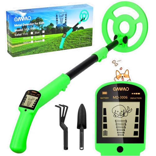 OMMO Metal Detector, Adjustable 27.5”-37.8” Metal Detector for Kids with Intuitive LCD Display, Lightweight Kids Metal Detectors with 6” Search Coil for Exploration Hiking