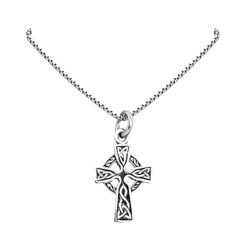 Alexandreasjewels Tiny and Dainty Sterling Silver Celtic Cross Pendant Necklace for Women, Celtic Knot Cross Jewelry Religious Necklace for Teens (18 inches plus 2-inch extender)