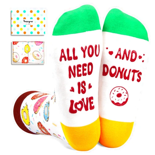 HAPPYPOP Donut Socks Donut Gifts Men Women - All You Need Is Love And Donuts