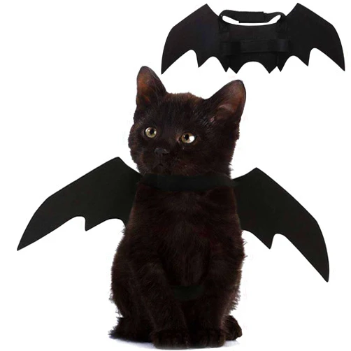 Puoyis Pet Cat Bat Wings for Halloween Party Decoration, Puppy Collar Leads Cosplay Bat Costume,Cute Puppy Cat Dress Up Accessories