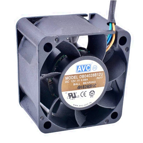 COCO DB04028B12U 40mm Fan 4cm 4028 40x40x28mm 12V 0.66A Dual Ball Bearing 4-Wire 4pin PWM Server Power Airflow Coo