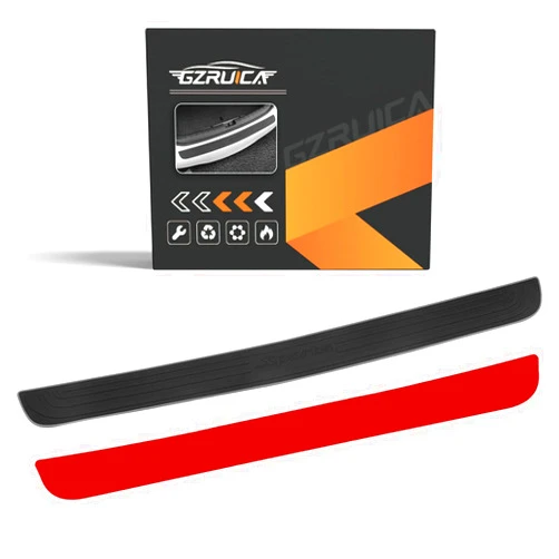 GZRUICA Rear Bumper Protector Guard Trunk Rubber Protection Strip Rubber Scratch-Resistant Trunk Door Entry Guards Car Accessory for SUV/Cars - Universal Sports Full Black with Full 3M Tape Pack-1
