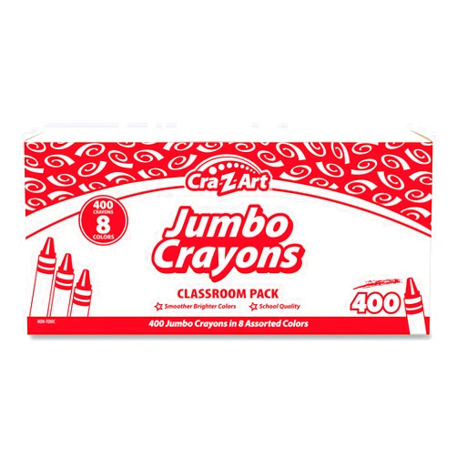 Cra-Z-art Jumbo Crayon Bulk Class Pack 400ct 8 Assorted Colors, Back To School Supply List Essential, Bulk Pack for School Supply Rooms and In Class For Teachers