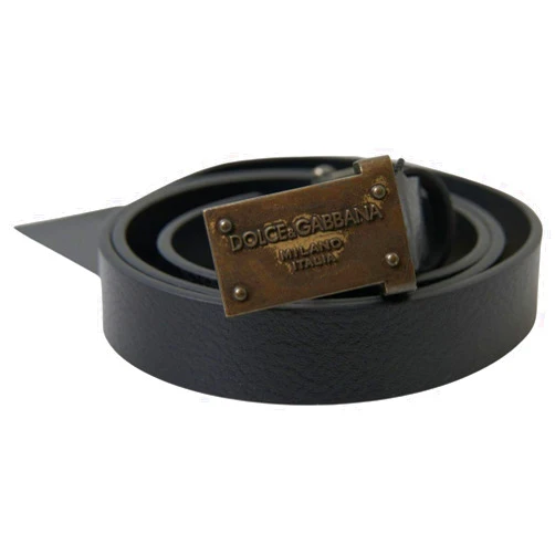Dolce & Gabbana Elegant Black Leather Belt - Metal Buckle Men's Closure