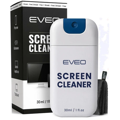 EVEO Computer Screen Cleaner Spray Kit- Portable Laptop Screen Cleaner, Phone Cleaner & Monitor Cleaner + Microfiber Cloth - Car Screen Cleaner for MacBook, iPad and More Electronic Devices - (1 Pack)