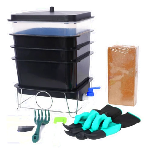 ZeHuoGe Worm Farm Composting Bin, 4 Tray Worm Compost Bin- for Recycling Food Waste at Home 4-Tray 20L
