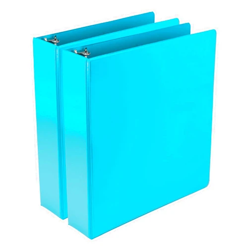 Samsill Earth’s Choice Biobased Durable Fashion Color 3 Ring View Binder, 2 Inch Round Ring, Up to 25% Plant Based Plastic, USDA Certified Biobased, Turquoise, Value Two Pack