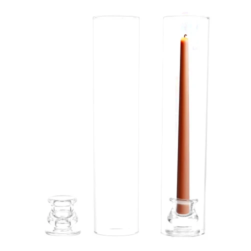 NUPTIO Taper Candle Holders Glass: Set of 2 Clear Hurricane Candlestick Holder - Tapered Candles Stick Stand with 12 inch Tall Windproof Cylinder Cover for Fireplace Dining Room Decor