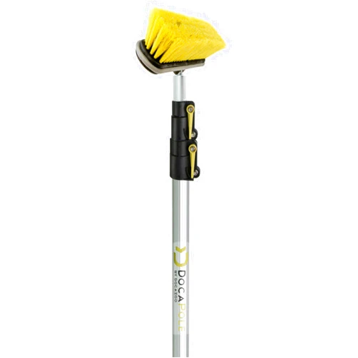 DOCAZOO DOCA Floor Scrub Brush with Long Handle - 5-12 Ft Extension Pole (18+ Ft Reach) - Outdoor Broom - Car Wash Brush with Long Handle Also for House Siding, Deck, Patio & More