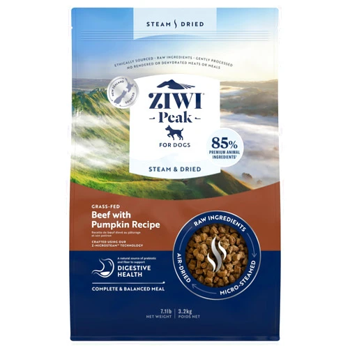 ZIWI Peak Steam & Dried Dog Food - Grass-fed Beef w/Pumpkin - High Protein, Low Carb, All Breeds & Lifestages, for Digestive Health (113.6oz)