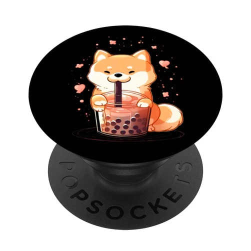 Kawaii Boba Drink Bubble Tea Lover Shiba Inu Boba Tea Bubble Tea Anime Kawaii Dog PopSockets Adhesive PopGrip
