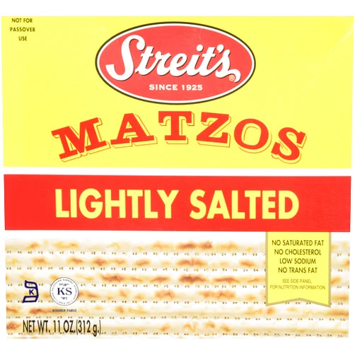 Streit's Streits Matzo, Lightly Salted, 11-Ounce Box (Pack of 8)