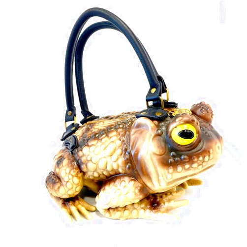Windy Willow Tan and Brown Toad Bag Purse Satchel Handbag Witch Frog Cottagecore Goblincore Cute Aesthetic