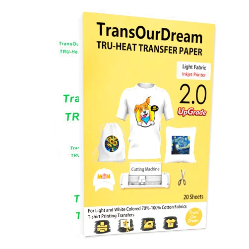 TransOurDream Upgraded Iron on Heat Transfer Paper for T Shirts (20 Sheets, 8.5x11