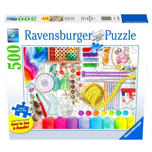 Ravensburger 16440 Needlework Station - 500-Piece Jigsaw Puzzle | Large, Easy-to-Handle Pieces | Unique Softclick Technology | Ideal for Adults