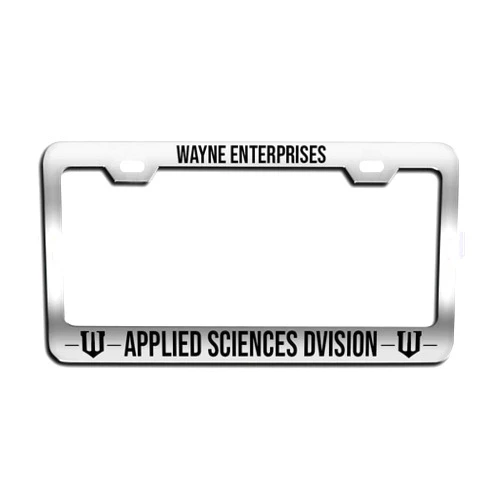 ZIMBRO License Plate Frames Homao Wayne Enterprises Applied Sciences Division License Plate Frame tag Metal Chrome 6 X 12 Inches