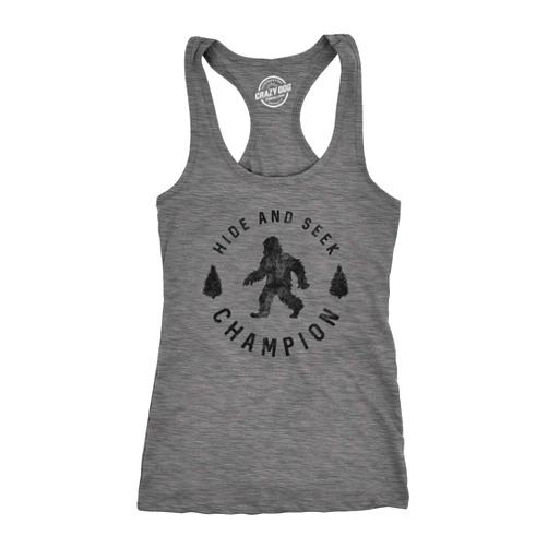 Crazy Dog T-Shirts Womens Fitness Tank Hide and Seek Champion Tanktop Funny Bigfoot Sasquatch Shirt