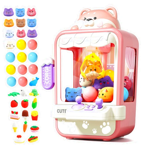 Jovow Claw Machine for Kids, Mini Vending Machine with Music, Prize Dispenser Toys for Girls and Boys, Electronic Claw Game Machine for Party Birthdays, Includes 35 Mini Toys (Small)