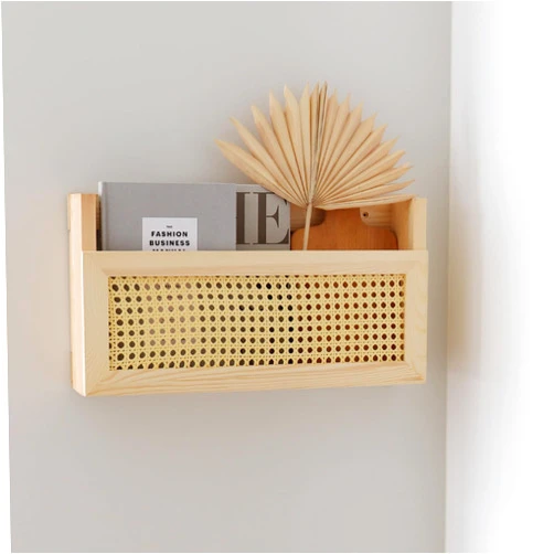 TIAYIA Wall-Mounted Wood Magazine Rack, File Holder for Entryway, Living Room, Office, Home Decor (Burlywood)
