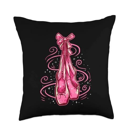 Ballerina Ballet Gift For Girls And Women Pointe Toe Dancing Ballerina Ballet Shoes Throw Pillow, 18x18, Multicolor