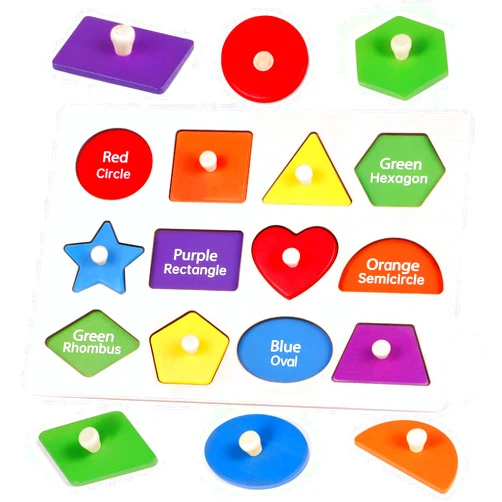 JOLSNAF Montessori Wooden Peg Shape Puzzles for Toddlers 1-4, Sturdy Easy-Grip Educational Learning Toys, Perfect Birthday Gifts for Baby Boys Girls
