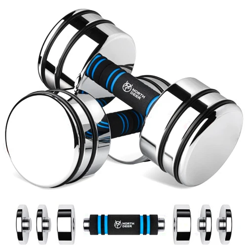 Northdeer Steel Dumbbells Ultracompact & Adjustable Chrome Dumbbell with Foam Handles 5lb 10lb 15lb 20lb 30lb 50lb Home Gym Workout (Choice of Size)