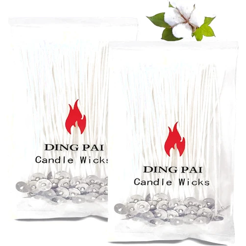 DINGPAI 100pcs Cotton Candle Wicks, 6 inches Low Smoke Pre-Waxed Candle Wicks for Candle Making, Candle DIY