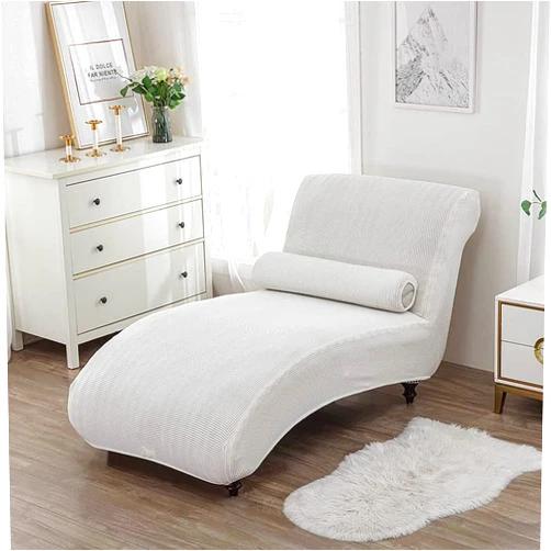 Catsandy Chaise Lounge Slipcover Velvet Chaise Lounge Cover Armless Lounge Chaise Slipcover Furniture Protector for Living Room Ultra Soft Machine Washable Solid (Jacquard White)