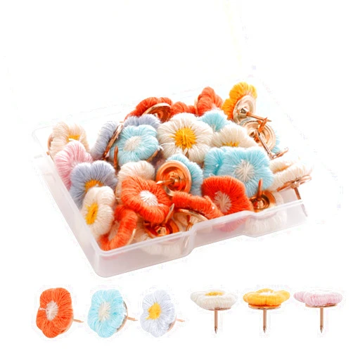 hoyuwak 30pcs Push Pins Cute Decorative Flower Thumb Tacks Bulletin Board Color Pushpins for Cork Board Wall Desk Decorations Photo Display, Office or Home