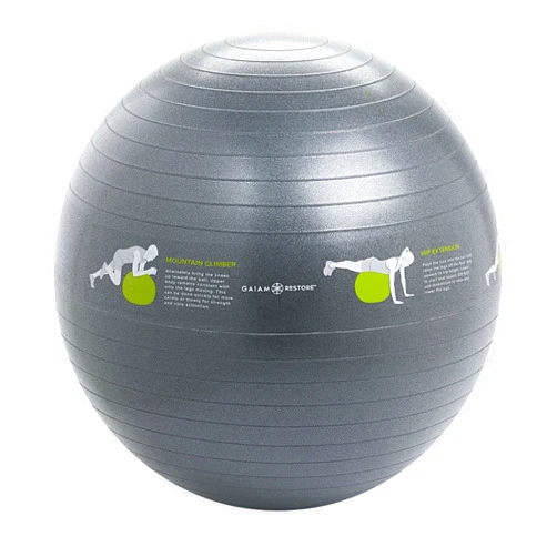 Fit For Life Gaiam Restore Balance Ball Self-Guided Stability Ball with Exercise Guide Instructions Printed on Yoga Ball, 65cm
