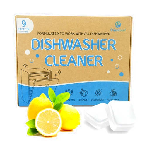 ORIENTLEAF Dishwasher Cleaner Tablets,9 Pack Lemon Scent Dishwasher Cleaner and Deodorizer,Descaler,Removes Limescale,Hard Water Marks,Grease and Odors,9 Month Supply