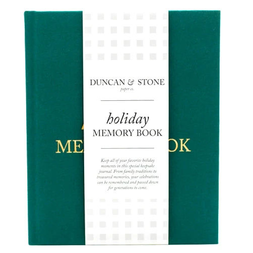DUNCAN & STONE PAPER CO. Holiday Memory Book (Emerald, 105 Pages) - Linen Scrapbook Album for Thanksgiving & Christmas Memories - Photo Journal Keepsake for Family Traditions