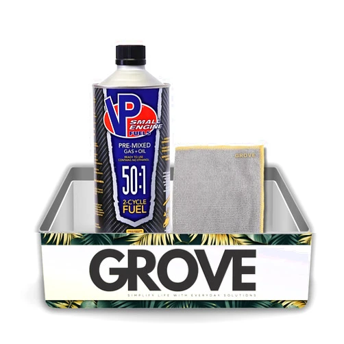 GROVE VP Racing Fuels 50:1 Ethanol-Free 2-Cycle Pre-Mixed Fuel 1 qt Bundle with Microfiber Cloth - Reliable Starts - Extends Engine Life - No Stabilizers Needed - (2 Items)