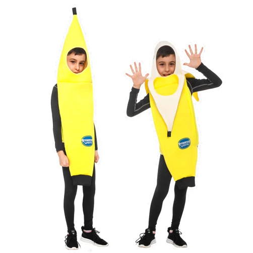 Spooktacular Creations Child Unisex Banana Costume Tropical Fruit Jumpsuit for Kids Toddler Halloween Dress Up Themed Party