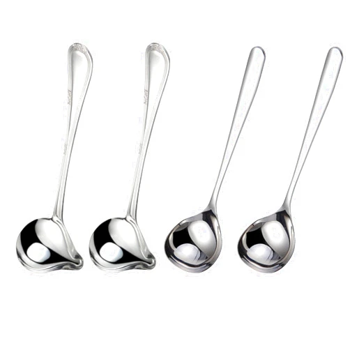 Sweetfamily 4 Pack Gravy Ladle,18/10 Stainless Steel Sauce Drizzle Spoon with Spout for Spooning Gravies and Sauces,7.8 Inches