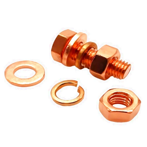 HSCRSTAR M6x20mm 4sets T2 Pure Copper Hexagonal Screw Bolt, nut Washer, Conductive red Copper Conductive Bolt
