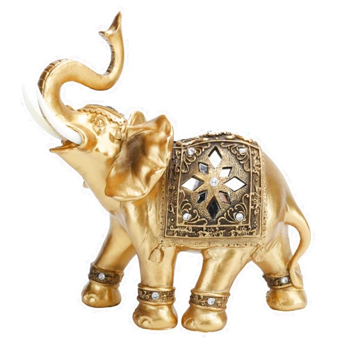 Rodipu Elephant Statue, Golden Desktop Superb Craftsmanship Synthetic Resin Durable Figurine Gift, for Home Decor Bar, Wine Cabinet, Office
