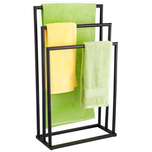 DECLUTTR Free Standing Towel Rack, 3 Tier Stainless Steel Towel Racks for Bathroom, Black Towel Rack Holder Stand, DECLUTTR