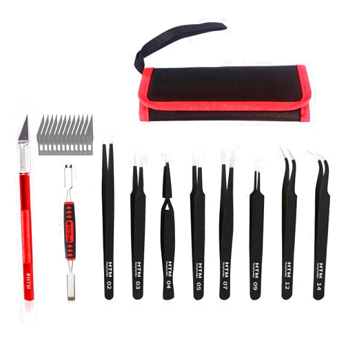 HengTianMei 10PCS Precision Tweezers Set, HengTianMei ESD Anti-Static Stainless Steel Tweezers Kit Curved Tweezers for Craft, Jewelry, Electronics, Laboratory Work
