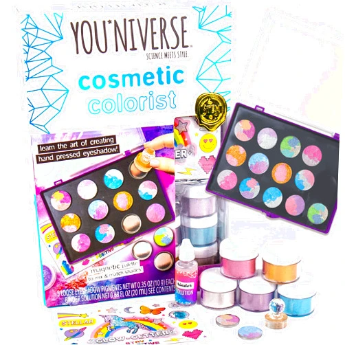 YOUNIVERSE You*Niverse Cosmetic Colorist by Horizon Group USA: Create 15 Hand Pressed Eyeshadows, STEAM Kit, Includes Magnetic Palette, Colorful Pigments, Tamper Tool & More, Multi