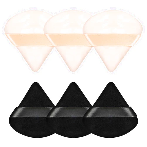 Pimoys 6 Pieces Powder Puff Face Triangle Makeup Sponge Soft Velour Puffs for Loose Powder Setting Powder Blender Foundation Sponge Beauty Makeup Tool, Stocking Stuffers Gift for Women