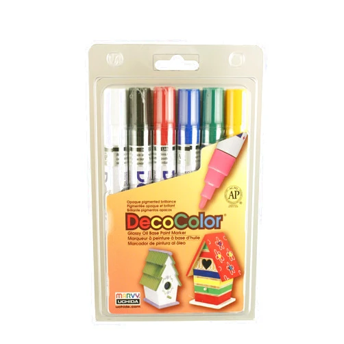 Marvy Uchida Uchida Of America DecoColor Paint Marker, Primary Colors, 6 per Set
