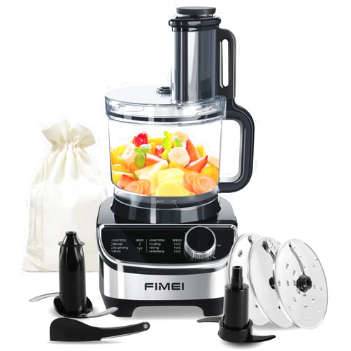 FIMEI 12-Cup Food Processor with Stainless Steel Blades - Food Processors Best Rated 2024 Perfect for Chopping, Slicing, and Pureeing, 600W Motor