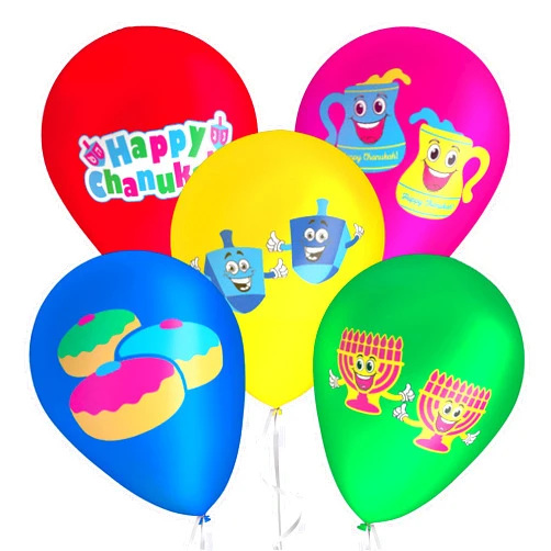Izzy 'n' Dizzy LED Hanukkah Balloons - Happy Chanukah Multicolored LED Balloons - 5 Pack Lasts Up to 24 Hours - Hanukkah Décor