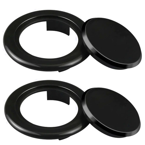 Prudiut 2 Set 2 Inch Patio Table Umbrella Hole Ring and Cap Set, Standard Umbrella Hole Ring Plug and Cap Set for Glass Outdoors Patio Garden Table Deck Yard (Black)