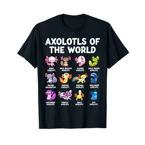 GoshWow Axolotl Kawaii Axolotls of The World Funny Axolotl Animals T-Shirt