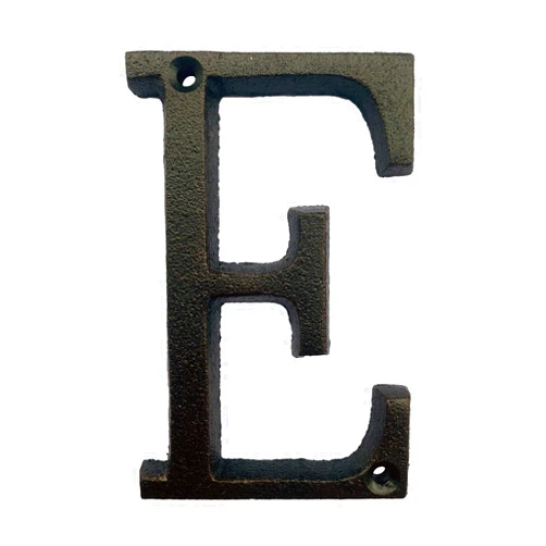 BetLight 5.1 Inch High Cast Iron House Letter, Solid Home Address Letter, Elegant Black Brown Finished, Matching Perfect with 5.5 Inch House Numbers, Letter E